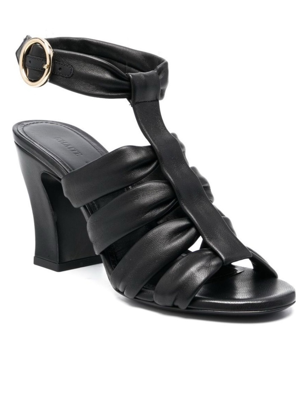 Khaite The Perth Black Leather Strappy Heel 80mm Sandal Size 38.5